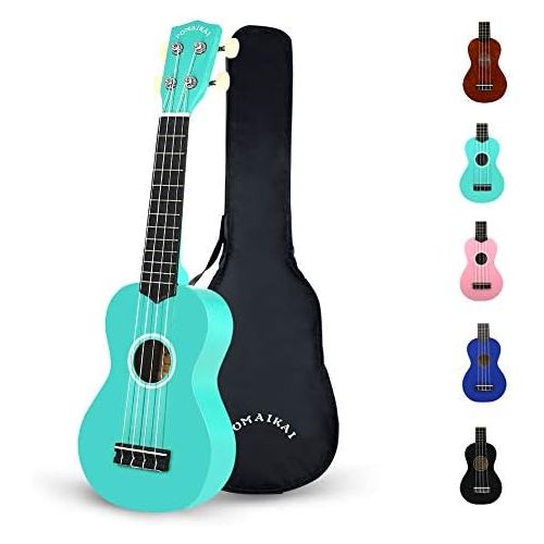  POMAIKAI Soprano Wood Ukulele Rainbow Starter Uke Hawaii kids Guitar 21 Inch with Gig Bag for kids Students and Beginners (Blue)