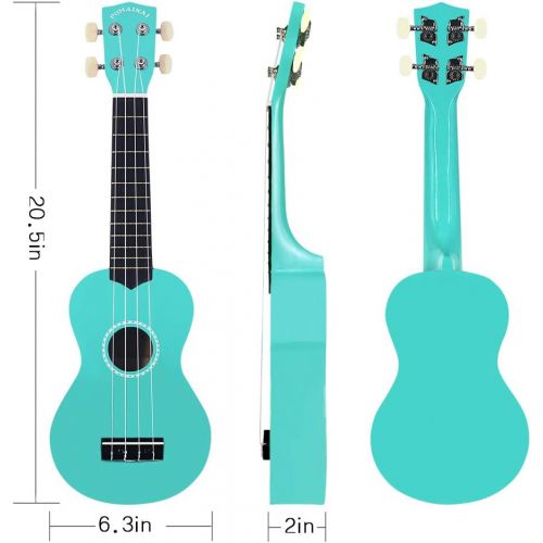  POMAIKAI Soprano Wood Ukulele Rainbow Starter Uke Hawaii kids Guitar 21 Inch with Gig Bag for kids Students and Beginners (Blue)