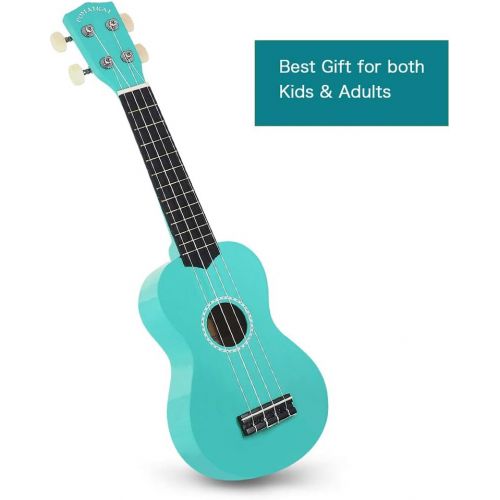  POMAIKAI Soprano Wood Ukulele Rainbow Starter Uke Hawaii kids Guitar 21 Inch with Gig Bag for kids Students and Beginners (Blue)