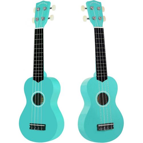  POMAIKAI Soprano Wood Ukulele Rainbow Starter Uke Hawaii kids Guitar 21 Inch with Gig Bag for kids Students and Beginners (Blue)