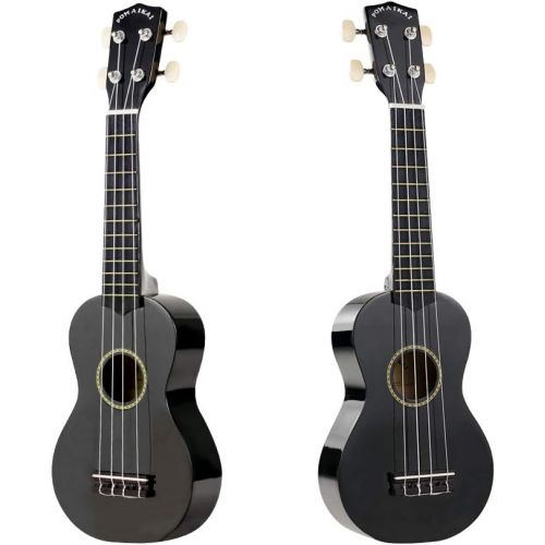  POMAIKAI Soprano Wood Ukulele Rainbow Starter Uke Hawaii kids Guitar 21 Inch with Gig Bag for kids Students and Beginners (Black)