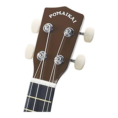  POMAIKAI Soprano Wood Ukulele Rainbow Starter Uke Hawaii kids Guitar 21 Inch with Gig Bag for kids Students and Beginners (Brown)