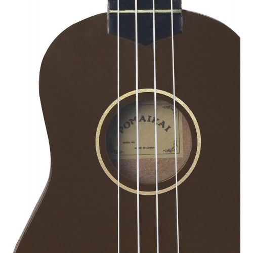  POMAIKAI Soprano Wood Ukulele Rainbow Starter Uke Hawaii kids Guitar 21 Inch with Gig Bag for kids Students and Beginners (Brown)