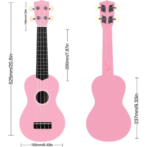  [아마존베스트]POMAIKAI Soprano Kids Ukulele for Beginner Girls 21 Inch Hawaii Kid Guitar Starter Ukelele Wood Uke Rainbow Uke with Gig Bag (Pink)