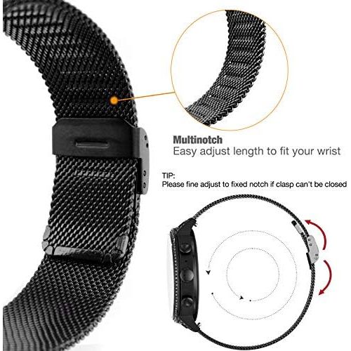  PONATTENO 18mm Stainless Steel Watch Bands for Garmin Venu 2S / Vivoactive 4S /Vivomove 3S , Metal Mesh Quick Release Wristband Strap for Fossil Q Venture Gen 4 HR/Gen 3 (Black)