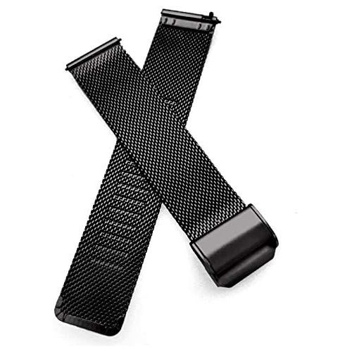  PONATTENO 18mm Stainless Steel Watch Bands for Garmin Venu 2S / Vivoactive 4S /Vivomove 3S , Metal Mesh Quick Release Wristband Strap for Fossil Q Venture Gen 4 HR/Gen 3 (Black)