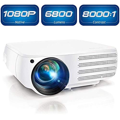  PONER SAUND Projector 1080P Native 6800 Lumens HDMI Movie Projector, ±50° 4D Keystone Correction for Home,Office,Entertainment