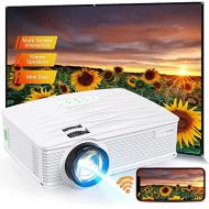 Projector, PONER SAUND WiFi Mini Projector 1080P Supported Home Outdoor Video Projector, 5500 Lux 210 Display Movie Projector, Compatible with Phone, Computer, Laptop, USB, HDMI, V