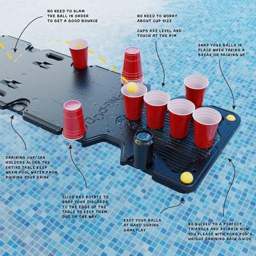  PONG POD Floating Game Table for Cup Pong, Flip Cup, and Card Games PRO - 8ft (4-Panel)