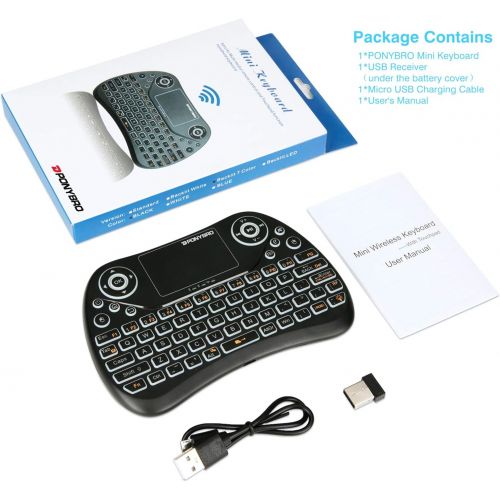  [아마존베스트](Newest Version) PONYBRO Backlit Mini Wireless Keyboard with Touchpad Mouse Combo QWERTY Keypad,Rechargeable Handheld Keyboard Remote for Smart TV,Android TV Box,KODI,Raspberry Pi,