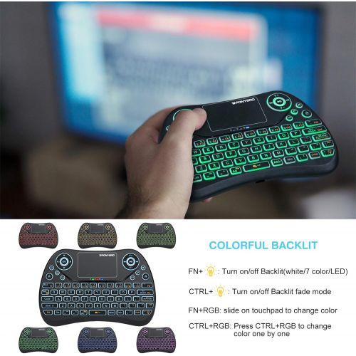  [아마존베스트](Newest Version) PONYBRO Backlit Mini Wireless Keyboard with Touchpad Mouse Combo QWERTY Keypad,Rechargeable Handheld Keyboard Remote for Smart TV,Android TV Box,KODI,Raspberry Pi,