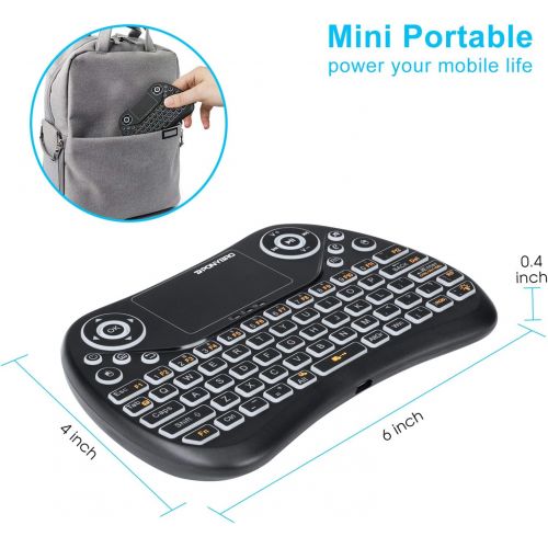  [아마존베스트](Newest Version) PONYBRO Backlit Mini Wireless Keyboard with Touchpad Mouse Combo QWERTY Keypad,Rechargeable Handheld Keyboard Remote for Smart TV,Android TV Box,KODI,Raspberry Pi,