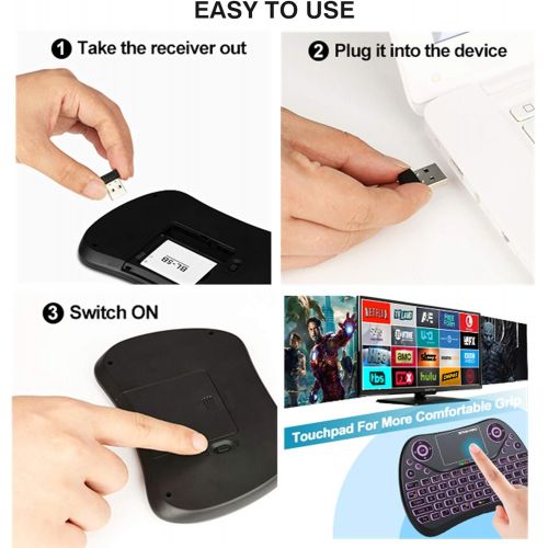  [아마존베스트](Newest Version) PONYBRO Backlit Mini Wireless Keyboard with Touchpad Mouse Combo QWERTY Keypad,Rechargeable Handheld Keyboard Remote for Smart TV,Android TV Box,KODI,Raspberry Pi,