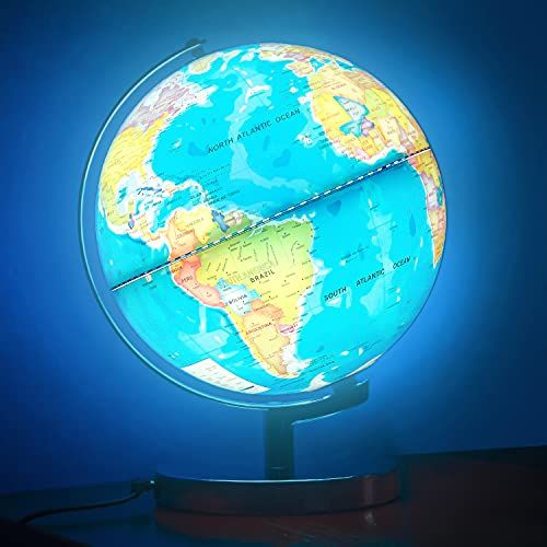  [아마존베스트]POOCCI Illuminated Rewritable Globe of The World 8 for Kids with Stand，Colorful Easy-Read High Clear Map, Illuminates Educational Interactive Globe STEM Toy, Light Up Globe Lamp, Night Li