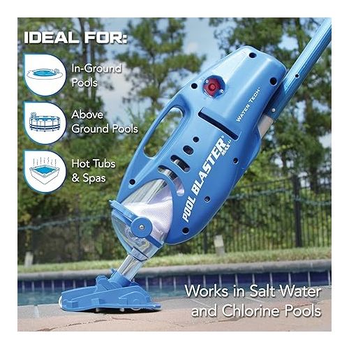  POOL BLASTER Max Cordless Pool Vacuum for Deep Cleaning & Strong Suction, Handheld Rechargeable Swimming Pool Cleaner for Inground and Above Ground Pools, Hoseless Pool Vac by Water Tech