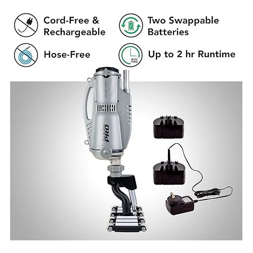  POOL BLASTER Pro 1500 Commercial Pool Vacuum - Cordless Rechargeable Hose-Free with Two Swappable Batteries and Two Vacuum Heads for Vinyl, Fiberglass, Concrete and Gunite In-Ground Pools