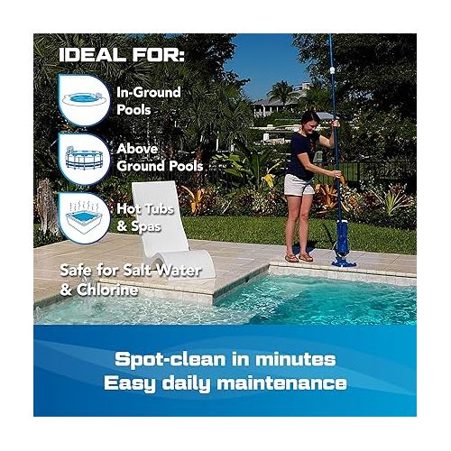  POOL BLASTER Catfish Ultra Rechargeable, Battery-Powered, Pool-Cleaner, Ideal for In-Ground Pools and Above Ground Pools for Cleaning Leaves, Dirt and Sand & Silt.