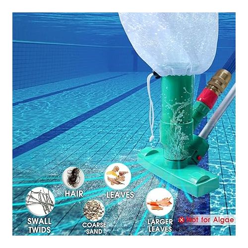  POOLWHALE Portable Pool Vacuum Jet Underwater Cleaner W/Brush,Bag,6 Section Pole of 56.5