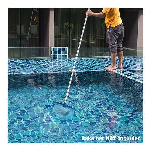  POOLWHALE 10.5 Foot Premium Aluminum Telescopic Swimming Pool Pole, Special Stripes Texture Strong Grip, Adjustable 8 Pieces 1.0 mm Expandable Step-Up, for Skimmer Nets, Vacuum Heads and Brushes
