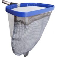 POOLWHALE Pool Leaf Rake with Double Layer Deep-Bag, Professional Skimmer Heavy Duty Mesh Net, Commercial Size(Plastic Tab at The Bottom for Assisting When You Empty The Net)