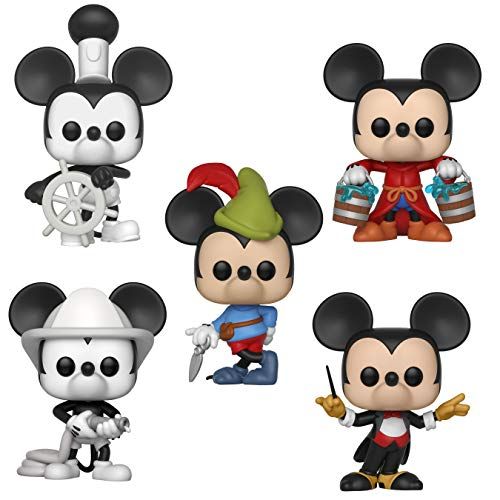 펀코 Funko Disney: POP! Mickeys 90th Anniversary Collectors Set Steamboat Willie, Apprentice Mickey, Firefighter Mickey, Conductor Mickey, Brave Little Tailor