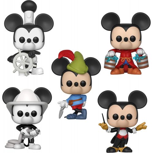 펀코 Funko Disney: POP! Mickeys 90th Anniversary Collectors Set Steamboat Willie, Apprentice Mickey, Firefighter Mickey, Conductor Mickey, Brave Little Tailor