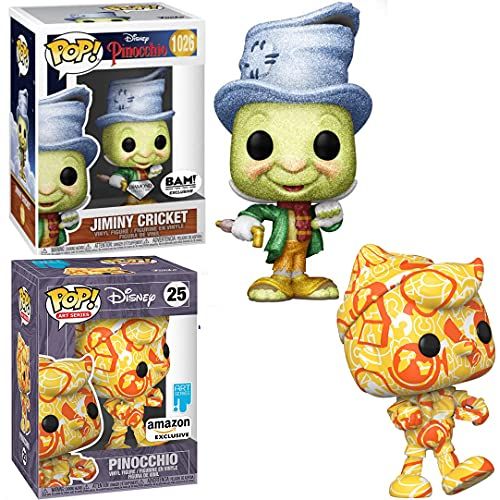 펀코 Conscious J. Crick Diamond Pinocchio Figure Exclusive Pop! Jiminy Cricket Bundled with Character Treasure Vault Artist Series 2 Items