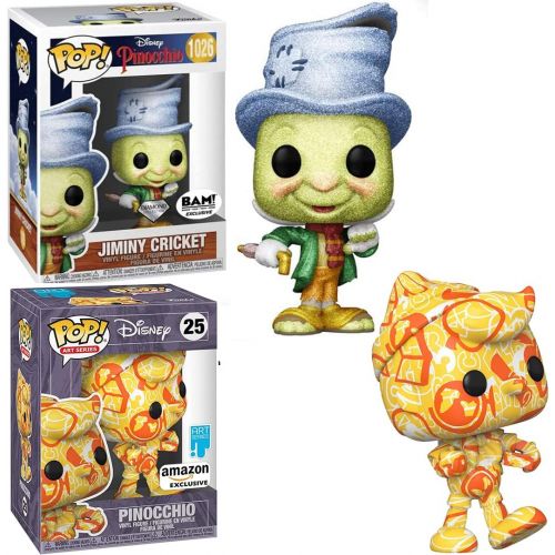 펀코 Conscious J. Crick Diamond Pinocchio Figure Exclusive Pop! Jiminy Cricket Bundled with Character Treasure Vault Artist Series 2 Items