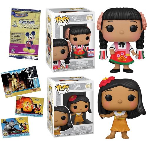 펀코 World Pop! Figure Its A Small Boat Attraction Bundled with Disney Parks Ride Mexico Character Exclusive + United States Girl + Theme Park Disneyland Anniversary Cards 3 Items