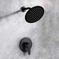 [아마존 핫딜] POP SANITARYWARE POP Black Shower Faucet Set, Single Function Shower Trim Kit with Rough-in Valve, Bathroom Rainfall Shower System with Round Stainless Steel Metal Showerhead