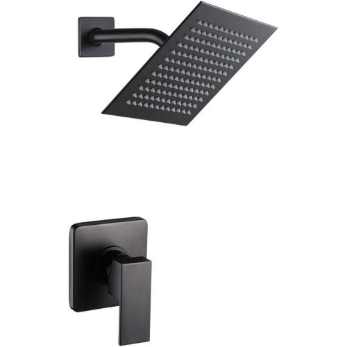  POP SANITARYWARE POP Matte Black Shower Faucet Set, Bathroom Rainfall Shower System with Stainless Steel Metal Showerhead, Single Function Shower Trim Kit with Rough-in Valve