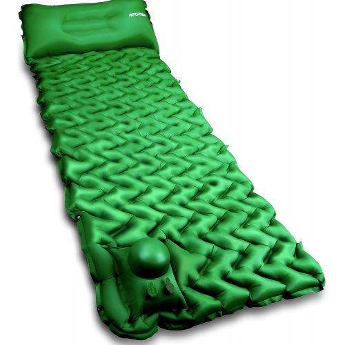  POPCHOSE Camping Sleeping Pad, Camping Mat with Air Pillow Foot Press Compact Lightweight Inflatable Backpacking Pad Built in Pump, Extra Thick Durable Waterproof Pad for Traveling