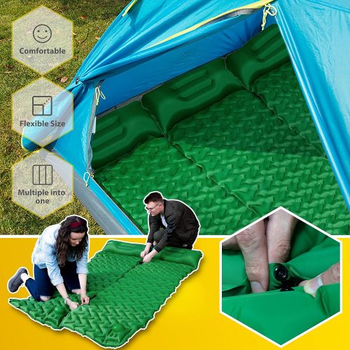  POPCHOSE Camping Sleeping Pad, Camping Mat with Air Pillow Foot Press Compact Lightweight Inflatable Backpacking Pad Built in Pump, Extra Thick Durable Waterproof Pad for Traveling