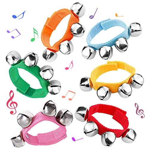  POPLAY 6 PCS Percussion Instruments, Wrist Bells Jingle Bells Musical Rhythm Toys