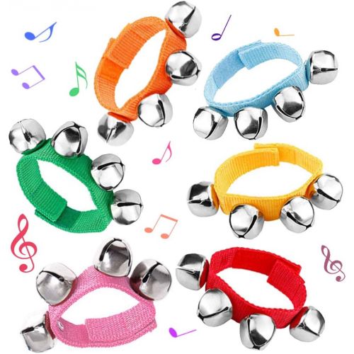  POPLAY 6 PCS Percussion Instruments, Wrist Bells Jingle Bells Musical Rhythm Toys