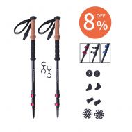 PORLAE Trekking Poles Adjustable Ultralight Hiking Walking Sticks Carbon Fiber Pole Quick Flip Lock EVA Grip Padded Strap with Carry Bag