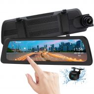 Mirror Dash Cam Backup Camera 9.88 Full HD Touch Screen Car Dash Camera Stream Media Dual Lens 170° 1080P Front and 150°1080P Rear View Camera with G-Sensor PORMIDO,24 Hour Parking