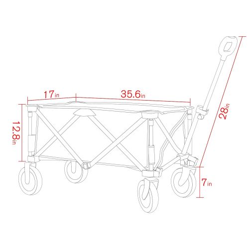  PORTAL Collapsible Folding Utility Wagon Quad Compact Outdoor Garden Camping Cart Support up to 225 lbs, Regular, Grey