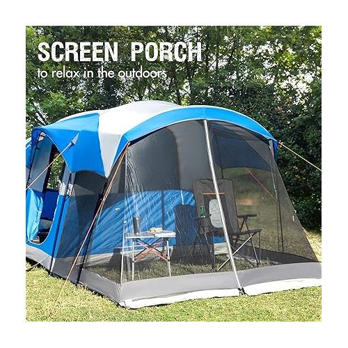  PORTAL 6 Person Camping Tent with Porch, Family Cabin Tent with Spacious Space, Water Resistant, Excellent Ventilation for Camping Outdoor Party Gathering