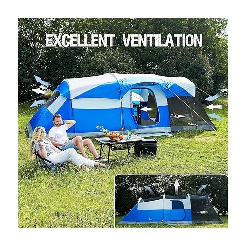  PORTAL 6 Person Camping Tent with Porch, Family Cabin Tent with Spacious Space, Water Resistant, Excellent Ventilation for Camping Outdoor Party Gathering