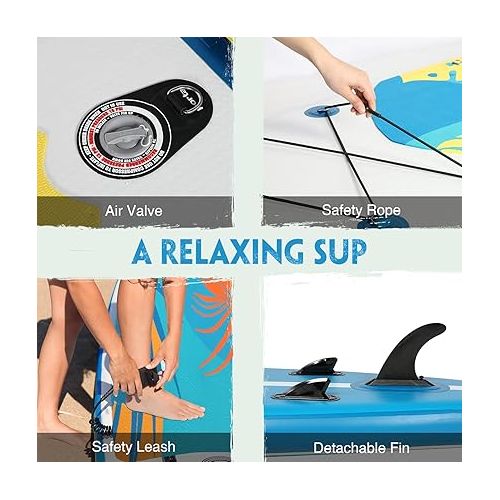  PORTAL SUP Inflatable Stand up Paddle Board for Adults with ISUP Accessories & Backpack, Non-Slip Deck, Leash, Hand Pump, Adjustable Paddle, Fin, Repair Kit, Waterproof Phone Bag