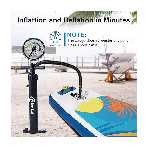  PORTAL SUP Inflatable Stand up Paddle Board for Adults with ISUP Accessories & Backpack, Non-Slip Deck, Leash, Hand Pump, Adjustable Paddle, Fin, Repair Kit, Waterproof Phone Bag