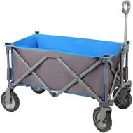 PORTAL Collapsible Wagon Cart, Heavy Duty Foldable Wagons Carts with Wheels, Folding Utility Wagon for Camping, Shopping, Garden, Sports, Beach