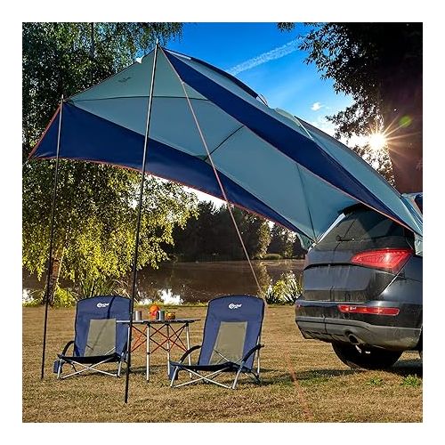  PORTAL Beach Chairs for Adults 2 Pack High Back Low Folding Camping Chair Portable Lightweight with Cup Holder for Travel, Concert, Lawn, Festival, Support 350lbs