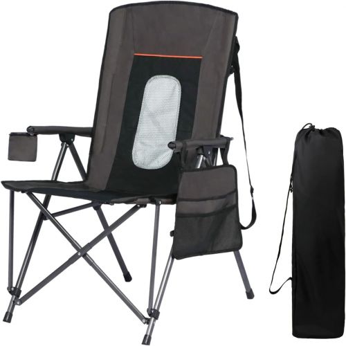  PORTAL Oversized Quad Folding Camping Chair High Back Cup Holder Hard Armrest Storage Pockets Carry Bag Included, Support 300 lbs캠핑 의자