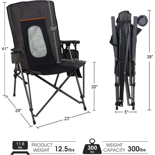  PORTAL Oversized Quad Folding Camping Chair High Back Cup Holder Hard Armrest Storage Pockets Carry Bag Included, Support 300 lbs캠핑 의자