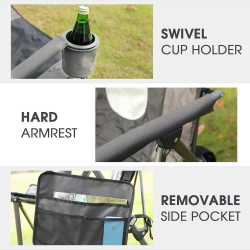  PORTAL Oversized Quad Folding Camping Chair High Back Cup Holder Hard Armrest Storage Pockets Carry Bag Included, Support 300 lbs캠핑 의자