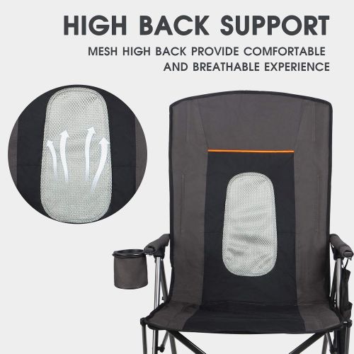  PORTAL Oversized Quad Folding Camping Chair High Back Cup Holder Hard Armrest Storage Pockets Carry Bag Included, Support 300 lbs캠핑 의자