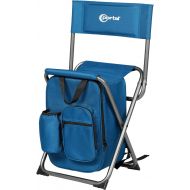 PORTAL Lightweight Backrest Stool Compact Folding Chair Seat with Cooler Bag for Fishing, Camping, Hiking, Supports 225 lbs