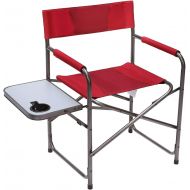 Portal Compact Steel Frame Folding Directors Chair Portable Camping Chair with Side Table, Supports 225 LBS
